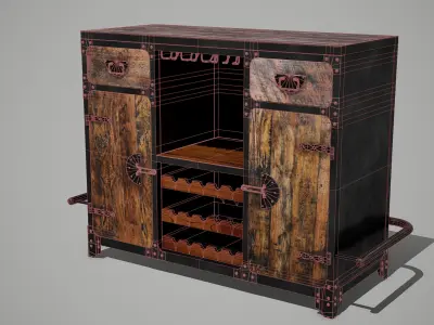 Bar Counter Free low-poly 3D model