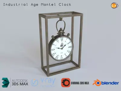 Industrial Age Mantel Clock Table Clock PBR 3D MODEL 3D model
