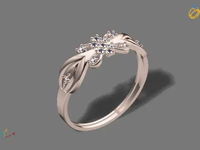 Womens Diamond Signet Ring Women Rings 3dmodels 3D print model 3D print model 35