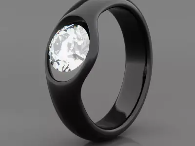Modern Black Diamond Ring - Stylish 3D Print Ready Jewelry Model 3D print model