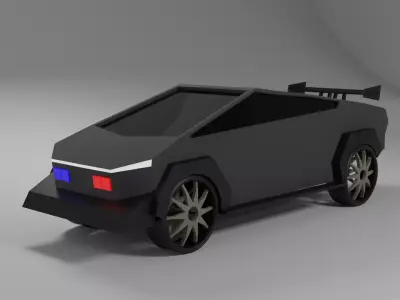 Stylized Tesla Cybertruck Police Edition  Low Poly 3D Model Low-poly 3D model
