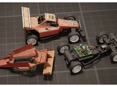 Retro RC Car Parts - Broken Remote Control Car Parts Collection 3D model