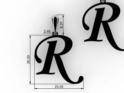 Letter R NECKLACE 3D print model 3D print model