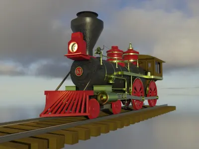 4-4-0 Steam Train 3D model