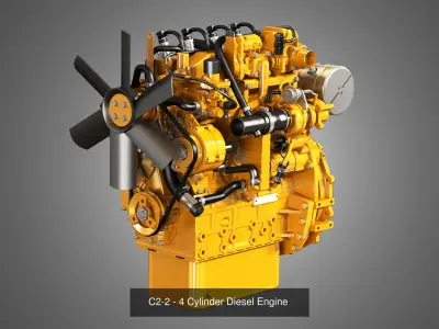 4 Cylinders Diesel Engines 3 in 1 3D Model Collection