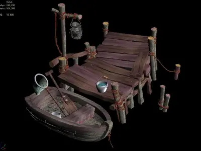 Game Boat - Building Pier 03 3D model