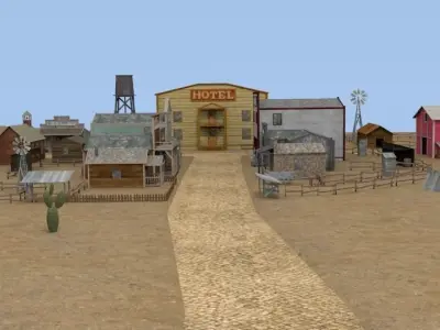 Western town Free low-poly 3D model