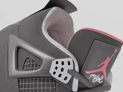 Nike Air Jordan 4 Retro Bred Shoe Low-poly 3D model