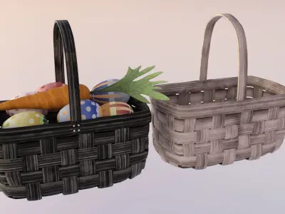 basket eggs ears 3D model