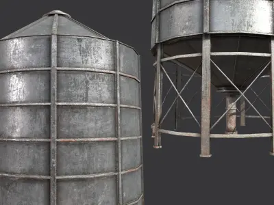 Farm Silo 6A PBR Low-poly 3D model
