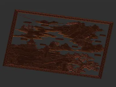 ancient Chinese painting of bas-relief  3D print model