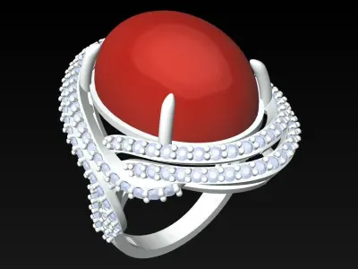 Oval Stone Ring - Womens Rings - GN139 3D print model