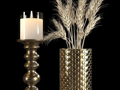 set525 gold vase with candle 3D model