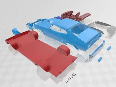 Falcon GT Coupe Interceptor Mad Max 1979 - Separate Parts STL  3D print model