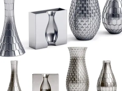 vase set 1 silver 3D model