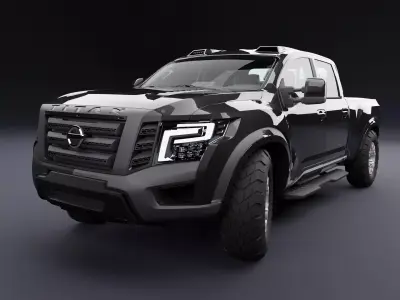 Nissan 4x4 Car Metallic Black Low-poly 3D model