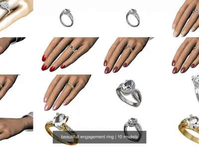 beautifull engagement ring 3D Model Pack