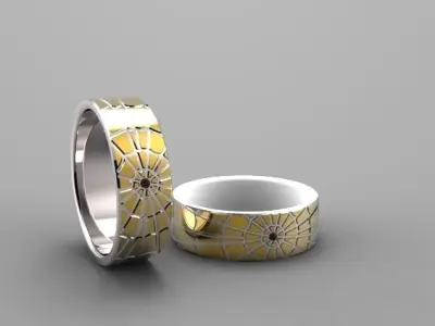 Ring two gold and silver wedding rings Free 3D print model