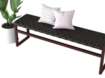 Entry Table C - Leather and Timber Low-poly 3D model