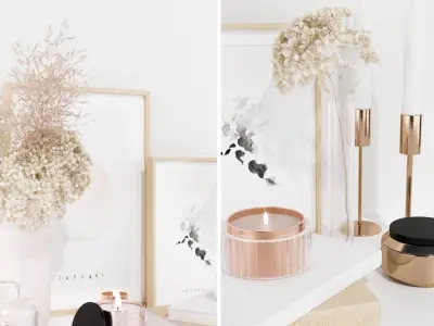 Decorative set with hydrangea and pampas grass 3D model