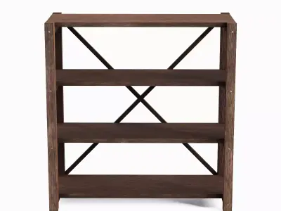 Wide Pottery Shelf 04 Low-poly 3D model