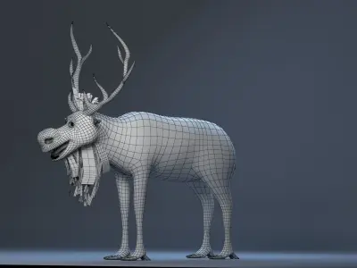 cartoon snow deer Low-poly 3D model rigged  Low-poly 3D model