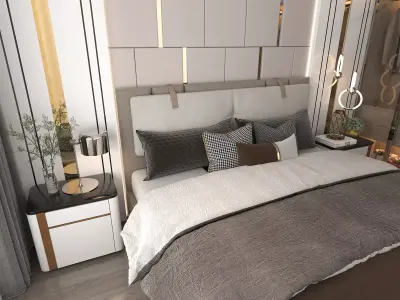 Modern Bedroom Scene 19 3D model