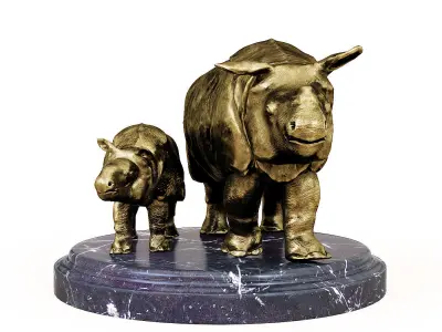 Rhino bronze 3D model