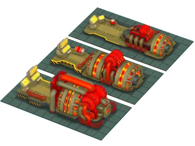 isometrical Installation Power Plant Generator Low-poly 3D model