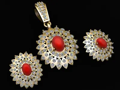 MANKA FLOWER  STYLE  LOCKET SET 3D PRINTABLE MODEL  3D print model