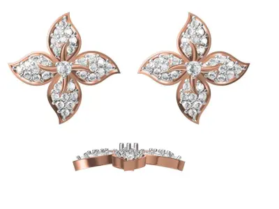 Women Diamond Earrings STL FBX JCD Details 3D print model