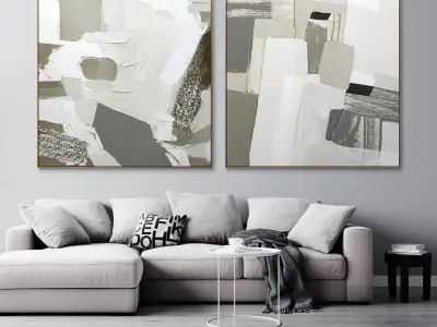 Plaster two square photo frames 13 Low-poly 3D model