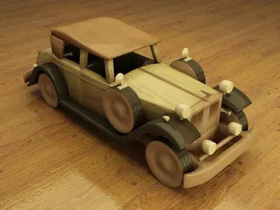 wooden car 3D model