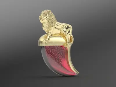 lion necklace claw vintage 3D print model