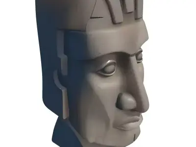 Ancient Stone Tribal Head Statue Low-poly 3D model