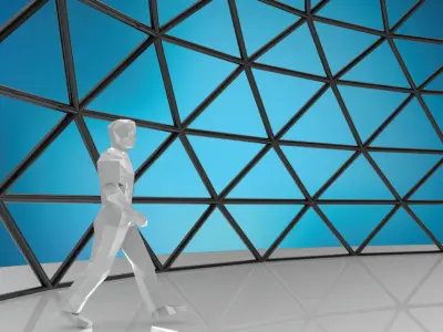 Dome triangulated wire frame structure large Low-poly 3D model