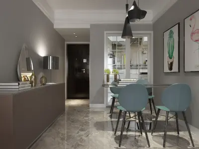 Living and Dining Room Combo Design 3D model
