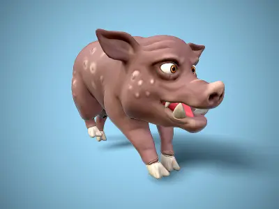 cartoon wild boar Low-poly 3D model