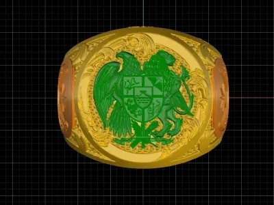 Coat of Arms Ring Gerb with beautiful patterns 3D print model