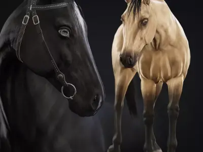 Horse Herd - Low poly animated game-ready Horse and  control rig Low-poly 3D model