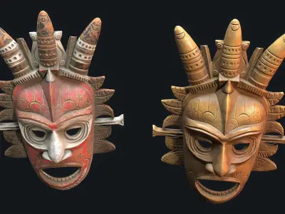 African mask 6 Low-poly 3D model