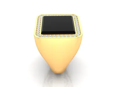 Ring M147 Mens luxury ring with enamel and gems 3D print model