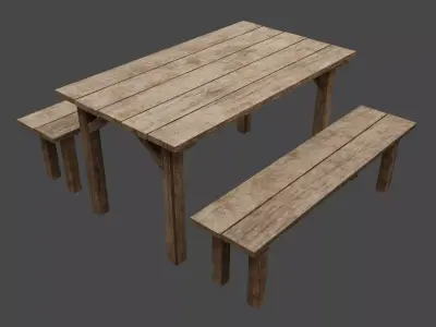 Wooden Table Free low-poly 3D model purchase