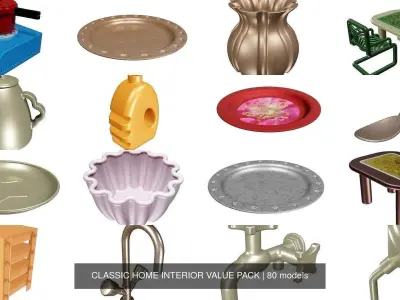 CLASSIC HOME INTERIOR VALUE PACK 3D Model Collection