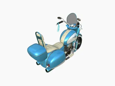 Motorcycle Cartoon B08 Blue White - Custom Vehicle Design Low-poly 3D model