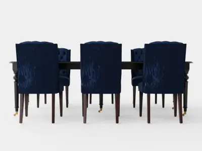 Modus black with Venice chair indigo Dining Set Low-poly 3D model