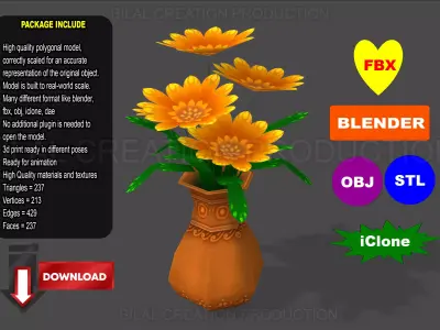 FLOWER POT Low-poly 3D model