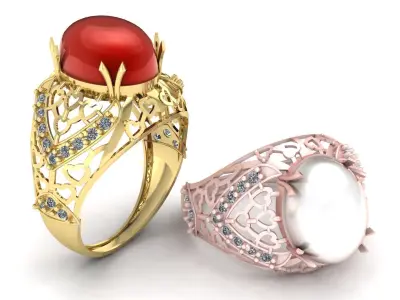 FANCY PEARL RING 3D PRINTABLE MODEL 3D print model