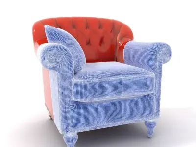Vintage Leather Armchair model pack Low-poly 3D model
