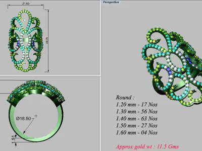 light weight gold diamond rings-C111116SKCH2026062-wt-10-15 3D print model